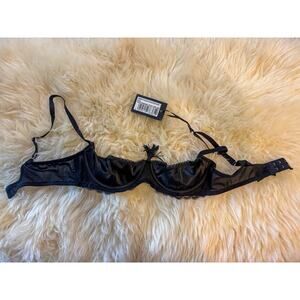 NWT POUR MOI for Your Eyes Only Open Cup Bra 34B Black Underwire